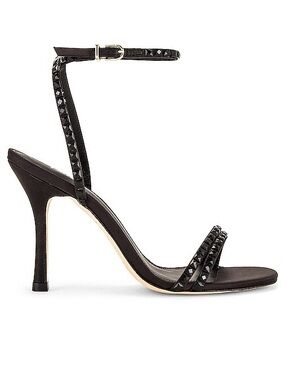Larroude Lola heel Black Studded Ankle-Strap Stiletto Sandals